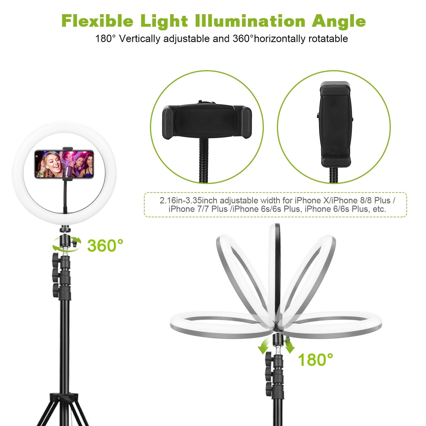 10in LED Selfie Ring Light Dimmable 120 LEDs Makeup Ring Lights With Adjustable Tripod Stand Cell Phone Holder USB Powered For YouTube Video Live Stream Makeup Photography