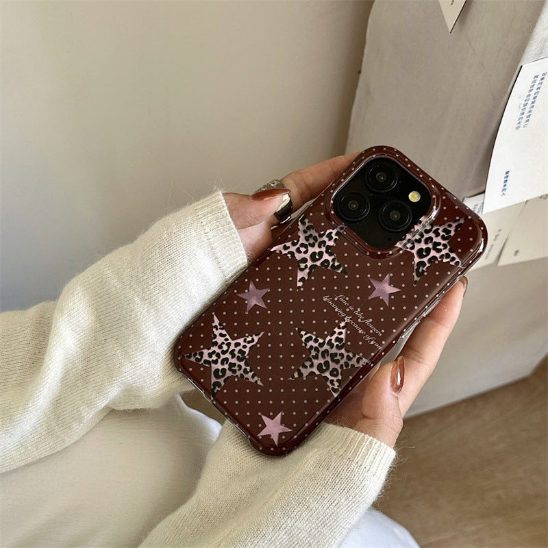 Double-layer Half-pack Polka Dot Phone Case XINGX Leopard Print Protective Cover