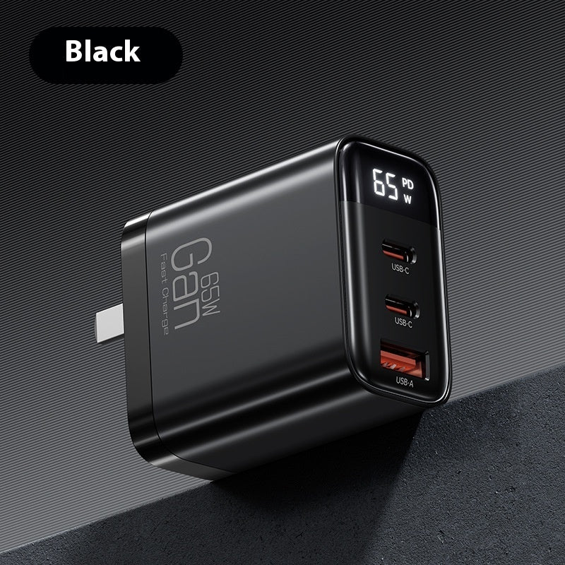 Gallium Nitride Three-port Charging Plug Smart Digital Display Mobile Phone Charger