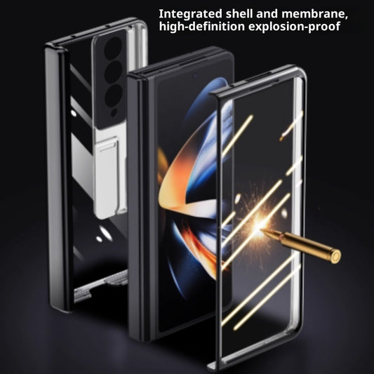 HD Transparent Shatter-resistant With Bracket Shell Film Integrated Phone Case