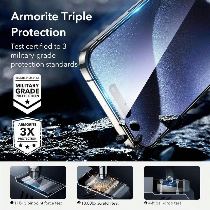 2 Pack For Phone 14, 15 Plus, Pro, Pro Max Matte Screen Protector Glass, HD Clear, Anti Glare, Anti Fingerprint, Shatterproof Sensitive Touch Quick Installation